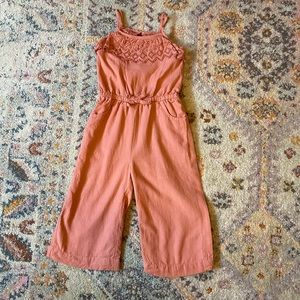 Wide leg embroidered romper